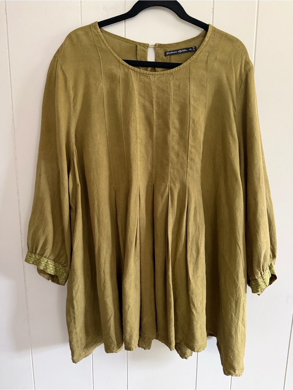 Gudrun Sjoden Tunic Top Chartreuse Lagenlook Earthy Boho Emroidered Layering XXL